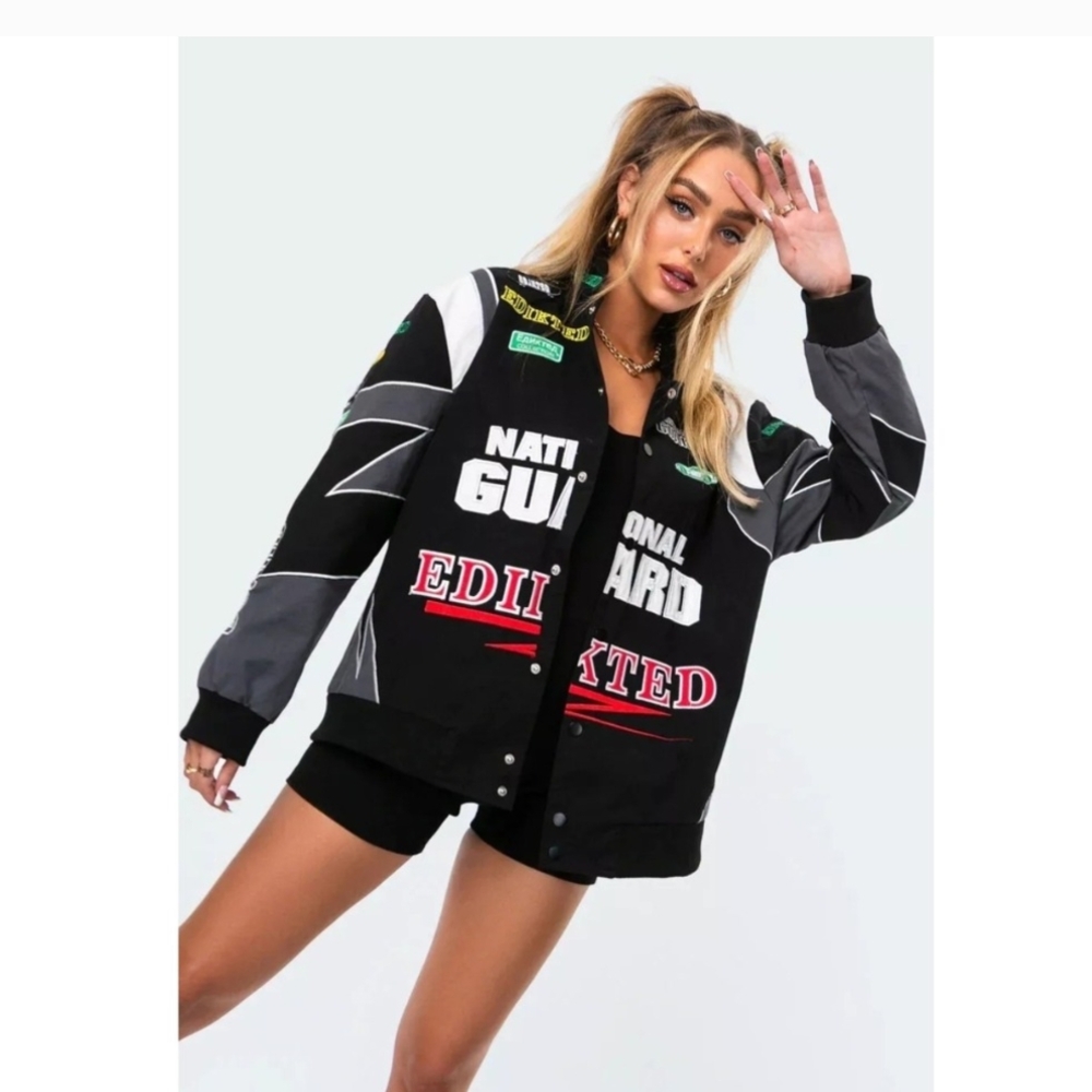 Edikted Black and Gray Varsity Jacket